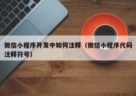 微信小程序开发中如何注释（微信小程序代码注释符号）