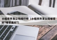 小程序开发公司排行榜（小程序开发公司哪家好?哪家最好?）