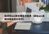 麻城市seo优化排名价格表（湖北seo关键词排名优化软件）