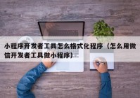 小程序开发者工具怎么格式化程序（怎么用微信开发者工具做小程序）