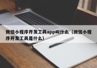 微信小程序开发工具app叫什么（微信小程序开发工具是什么）