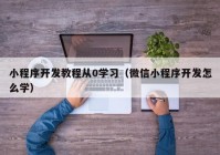 小程序开发教程从0学习（微信小程序开发怎么学）