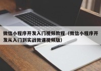 微信小程序开发入门视频教程（微信小程序开发从入门到实战微课视频版）